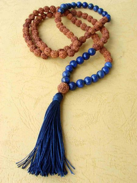 Lapis Lazuli and Rudraksha Necklace - Traditional Style